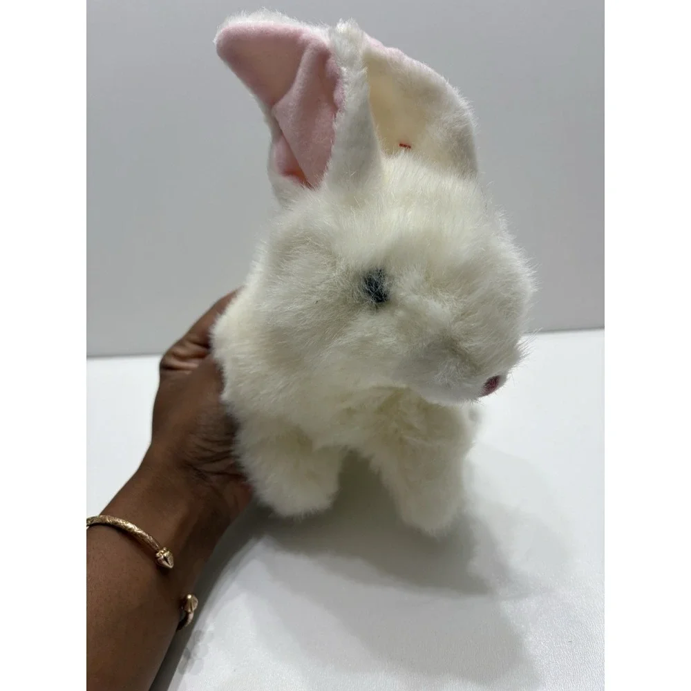 Vintage Ty 1997 Bows White Bunny Rabbit Pink Ears Plush Stuffed Animal‎ with Tag